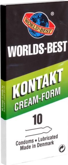 World`s Best Worlds Best "Contact Cream Form" 10 anatomically shaped condoms from Denmark (10 pcs.)