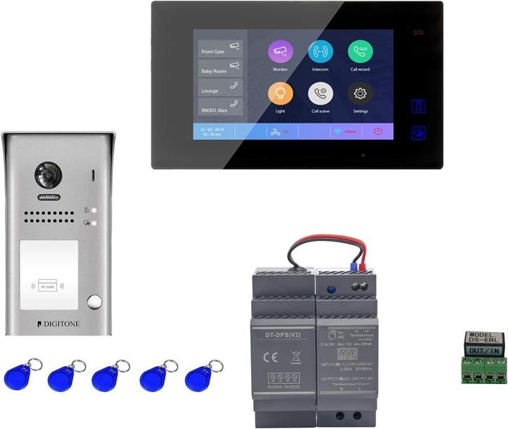 Digitone Interphone vidéo sans fil avec caméra grand angle et moniteur couleur (Sans fil)