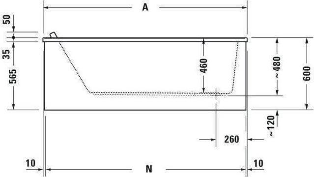 Actual product image Duravit Rectangular whirlpool tub STARCK 135 l 160x70 we 1 RS Jet system (135 l, 160 cm, 70 cm)