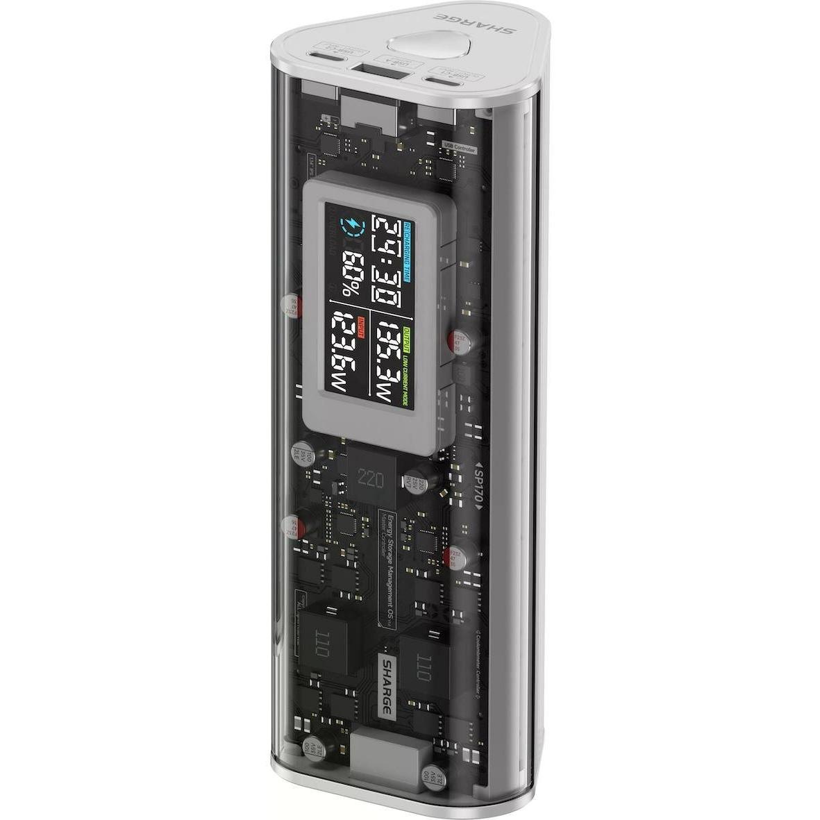 Sharge 170 (24000 mAh, 170 W, 86.40 Wh), Powerbank, Weiss, Transparent