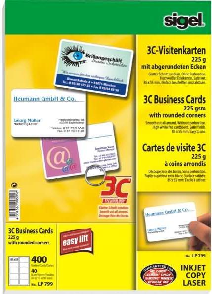 Produktbild Sigel Visitenkarten 3C (A4, 400 Blätter)