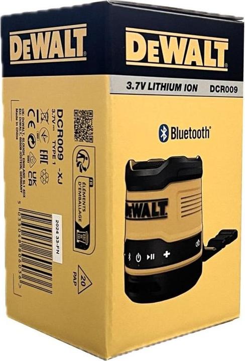 Image du produit DeWalt Haut-parleur portable de chantier 5W, Bluetooth (DCR009-XJ) IP67 (16 h, Fonctionnement sur piles)