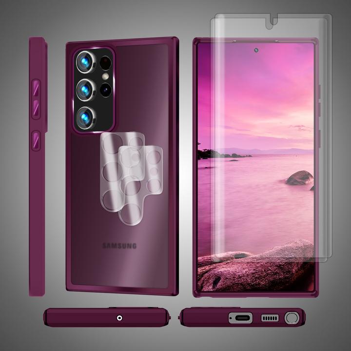 Immagine prodotto Nalia Cover ibrida semitrasparente con 2x vetro di protezione del display e 2x vetro della fotocamera (Samsung Galaxy S23 Ultra)