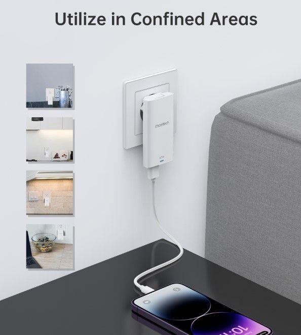 Image du produit Choetech Chargeur rapide USB-C et USB-A GaN (65 W, 2 ports)