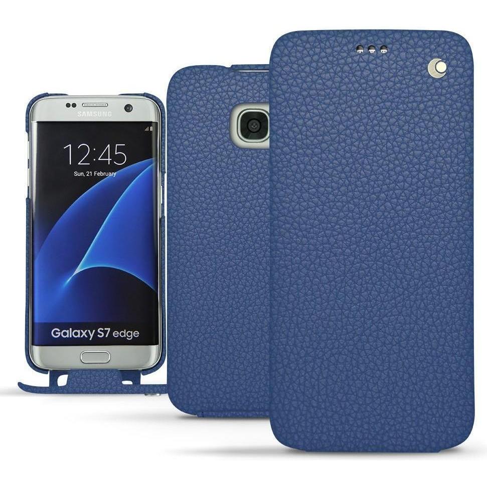 Noreve Lederschutzhülle vertikal (Samsung Galaxy S7 Edge), Smartphone Hülle, Blau