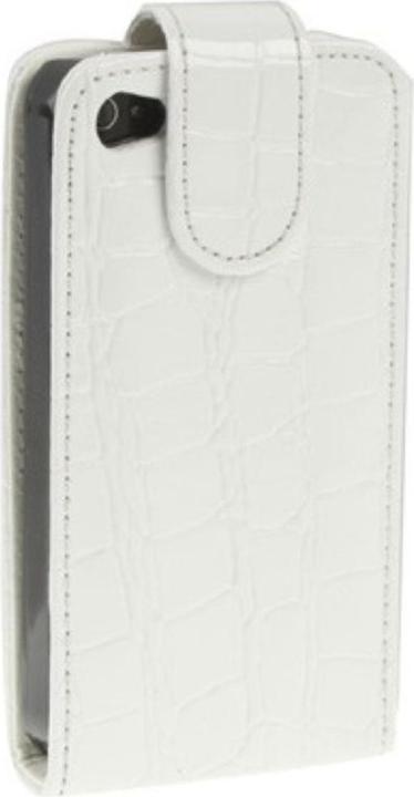 Produktbild König Design Tasche Flip Kroko für Handy Apple iPhone 4 & 4S weiss (Apple iPhone 4, LG G4s)