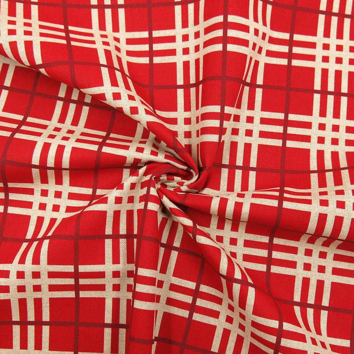 Actual product image Stoffrestposten Canvas - Red check - Minimum quantity: 1 metre