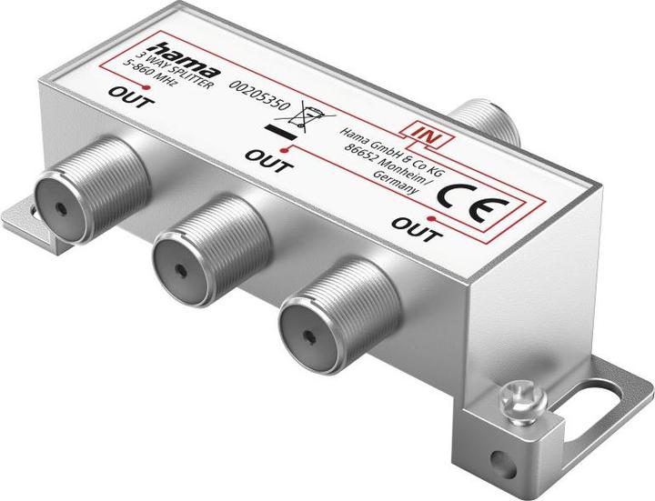 Hama Breitband-Kabelverteiler, 3-fach, voll geschirmt (4 dB, Verteiler und Abzweiger)