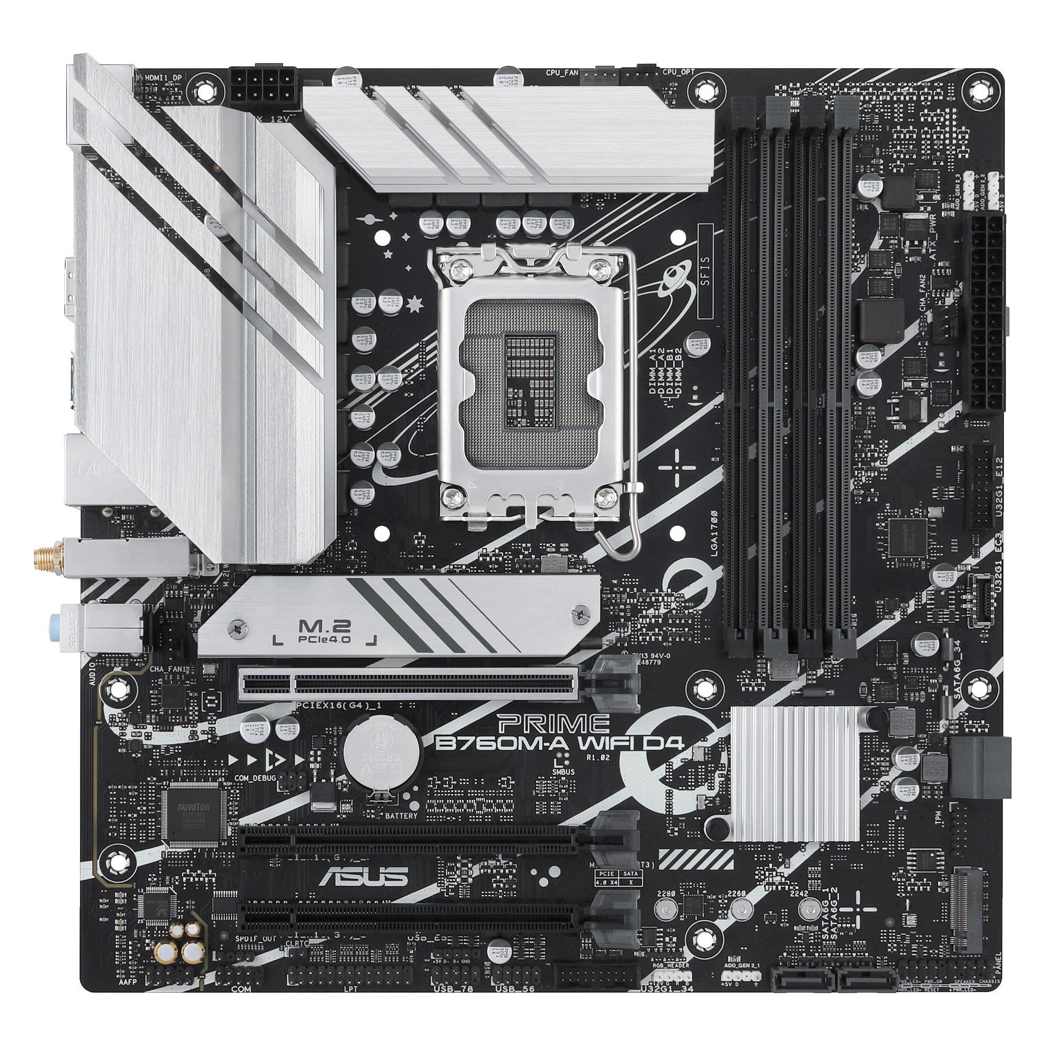 ASUS PRIME B760M-A WIFI D4 (LGA 1700, Intel B760, mATX), Mainboard