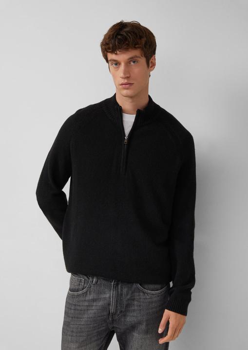 Produktbild s.Oliver Strickpullover Strickpullover aus reiner Wolle mit Troyer-Kragen (L)