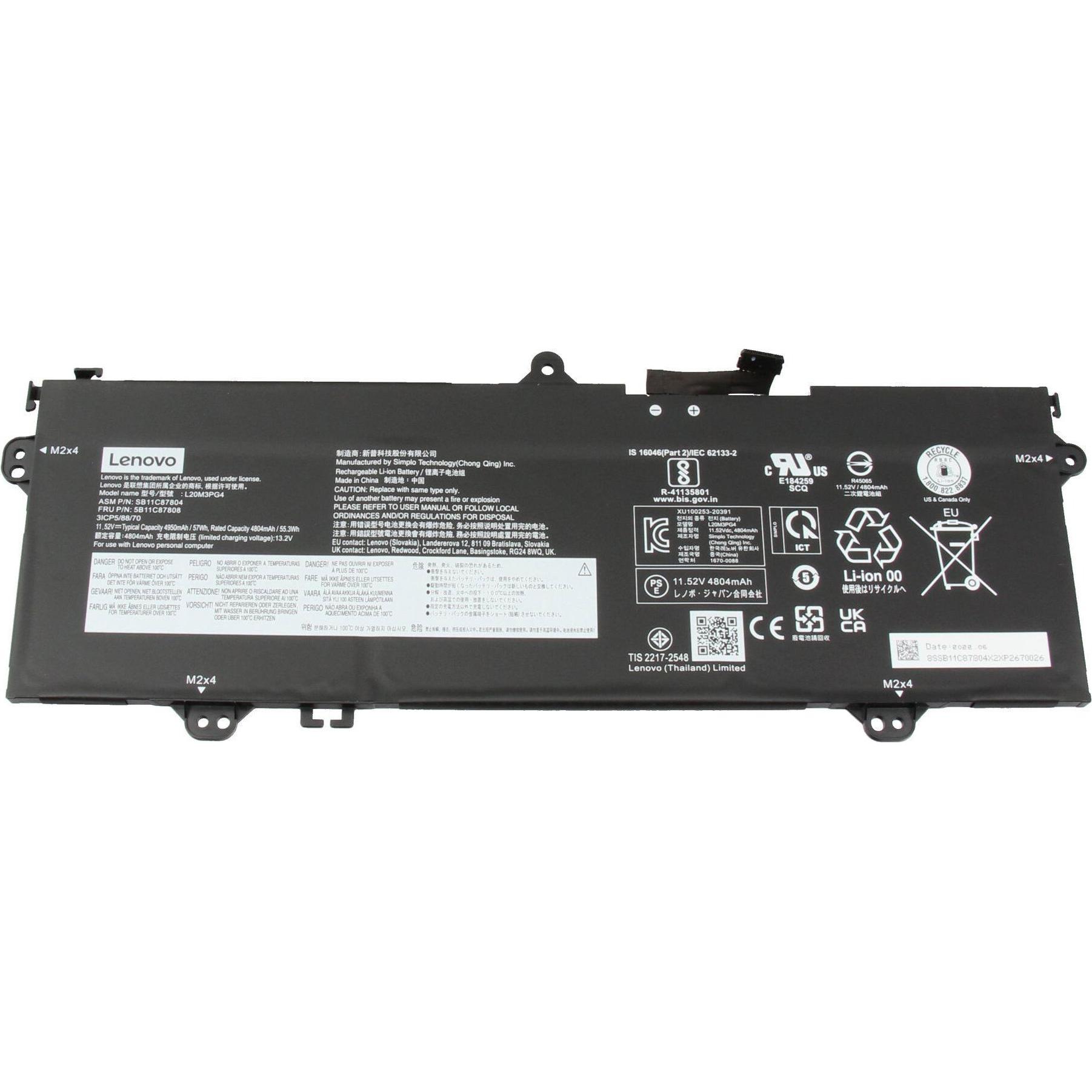 Lenovo 5B11C87808 (3 Zellen, 4950 mAh), Notebook Akku