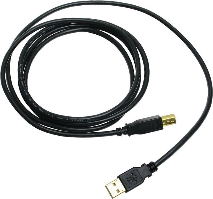 Produktbild Aquatuning USB 2.0 Kabel, A an B, schwarz, Kontakte gold, 2m (2 m, USB 2.0)
