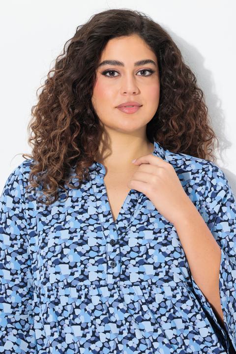 Produktbild Ulla Popken Jerseykleid, A-Linie, Tunika-Ausschnitt, 3/4-Arm (50, 52)