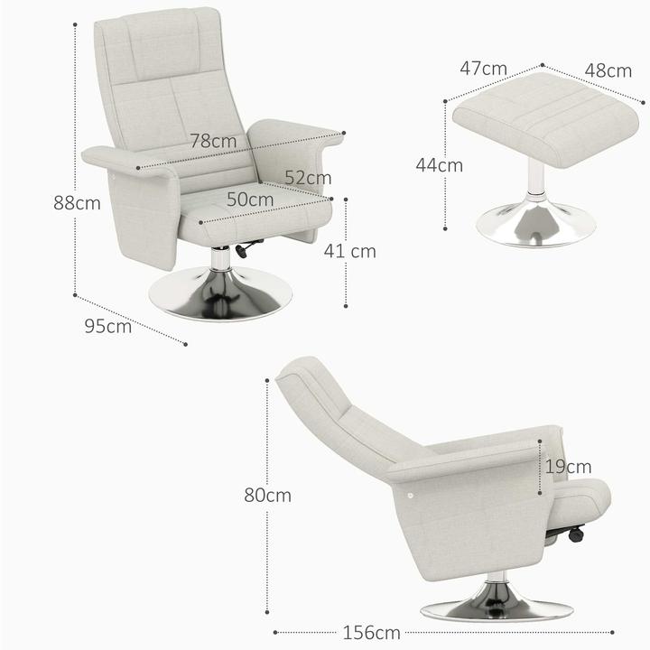 Actual product image Homcom Massagesessel mit Fusshocker Polyester, Stahl Cremeweiss