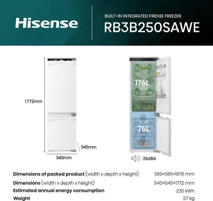 Produktbild Hisense RB3B250SAWE (252 l)