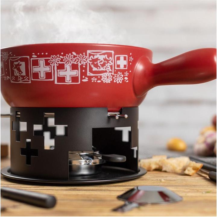 Immagine prodotto Kuhn Rikon Set per fonduta di formaggio rosso svizzero - Ø 23 cm (Fondue di formaggio)