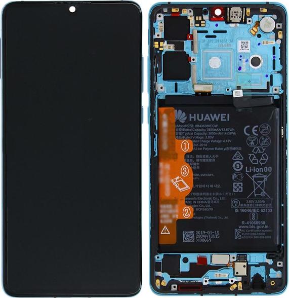 Actual product image Huawei LCD + Touch + Frame + Battery for ELE-L29, ELE-L09 P30 - aurora blue - New Version (Rechargeable battery, Huawei P30)
