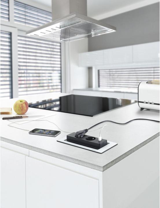 Productafbeelding Schulte Elektrotechniek Stopcontactelement EVOLINE Backflip glas zwart, 2 stopcontacten, 1 USB type C