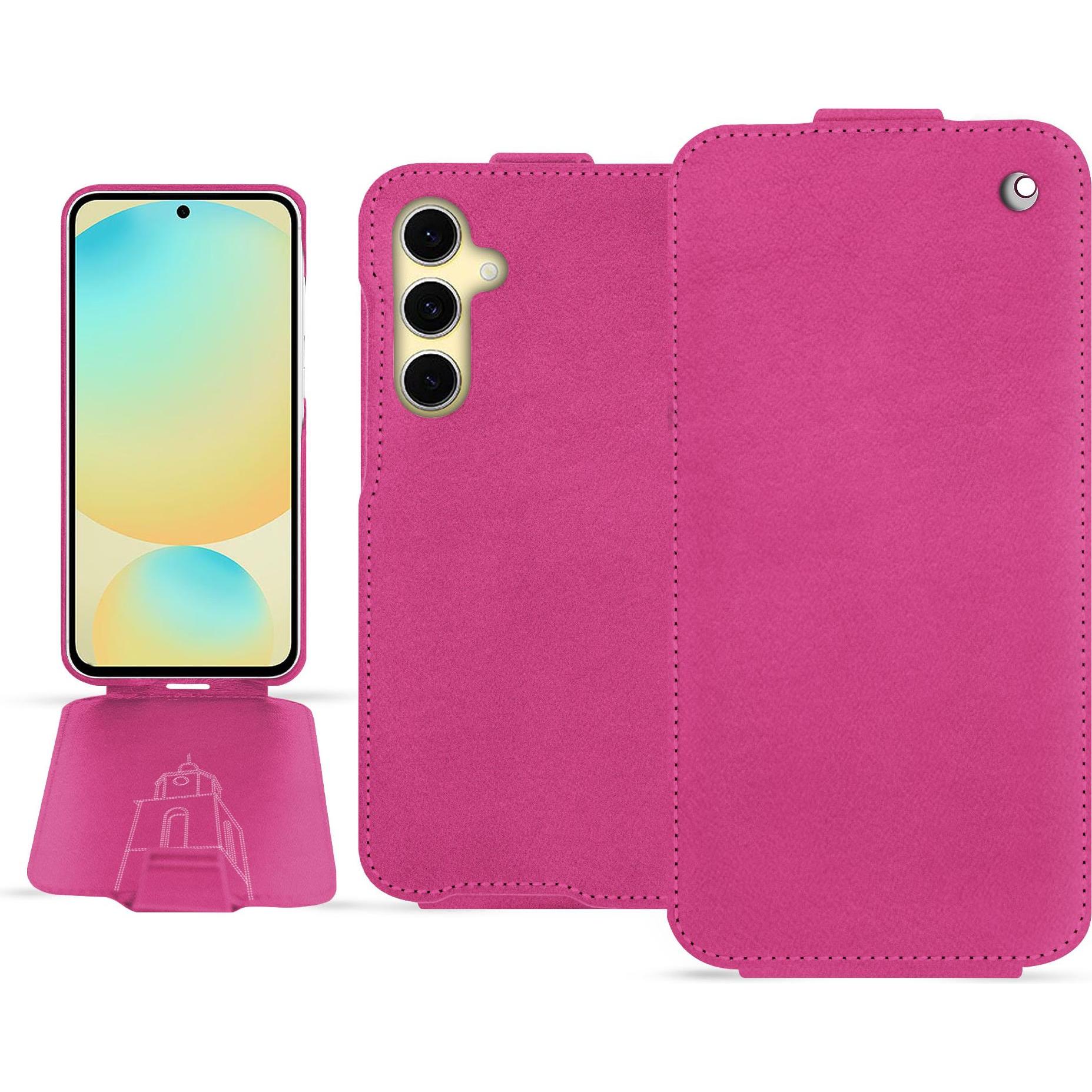 Noreve Lederschutzhülle vertikal (Samsung Galaxy S24 FE), Smartphone Hülle, Rosa