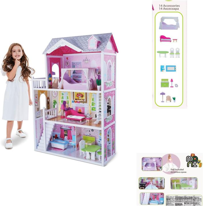 Produktbild Moni Holz-Puppenhaus 4107 Aria 14-teilig