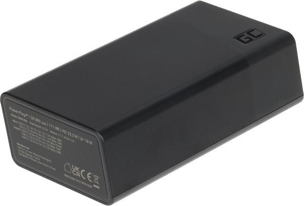 Actual product image GreenCell Power bank Green cell Enerģijas krātuve PowerPlay 30 30000mAh Black (30000 mAh, 22.50 W)