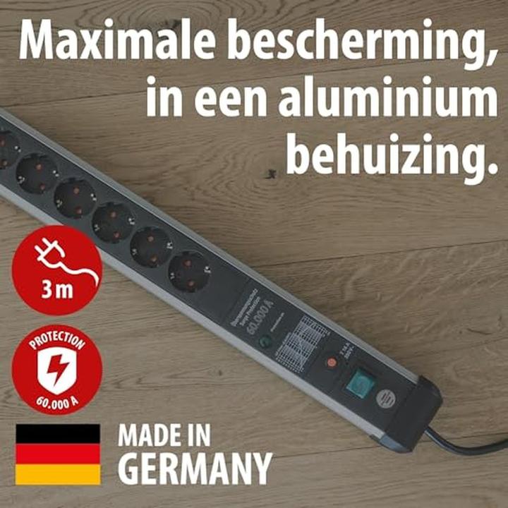 Produktbild Brennenstuhl Premium Protect-Line PDU, 8 sockets, 3m, Silver/gray, with switch and surge protecti...