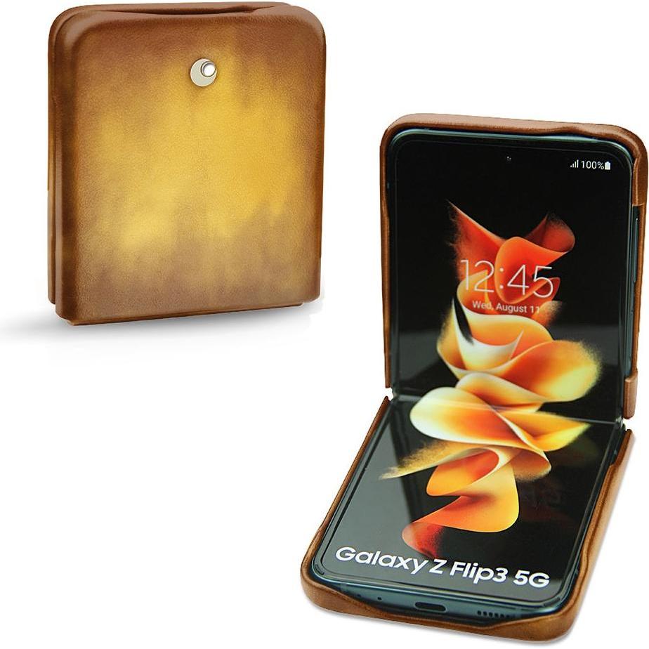 Thumbnail - Noreve Lederschutzhülle (Samsung Galaxy Z Flip3), Smartphone Hülle, Gold