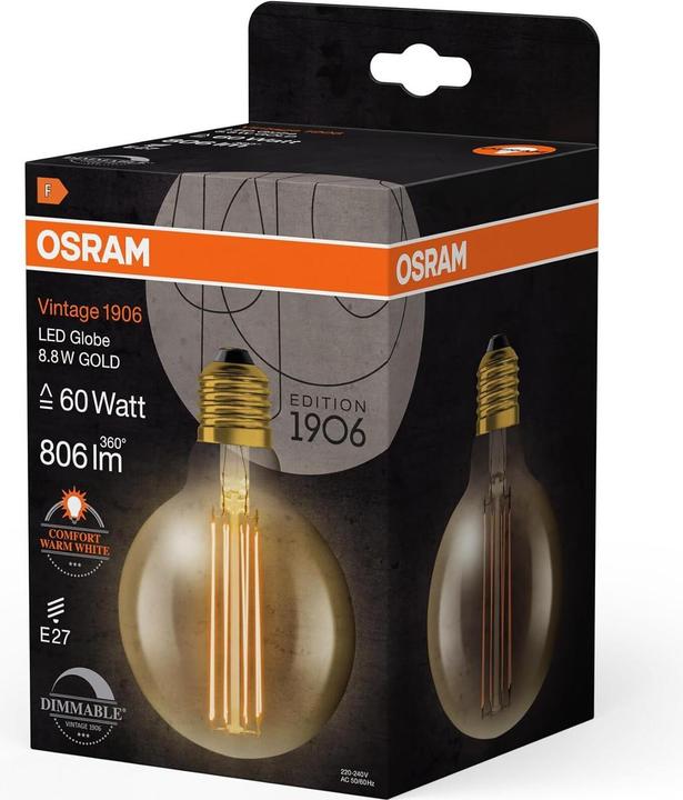 Actual product image Osram Vintage 1906 Led Classic Slim Filament Globe (E27, 806 lm, 1x)
