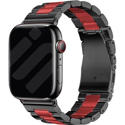 Strap-it Stahlarmband (Edelstahl, Apple Watch), Uhrenarmband, Mehrfarbig, Schwarz, Rot