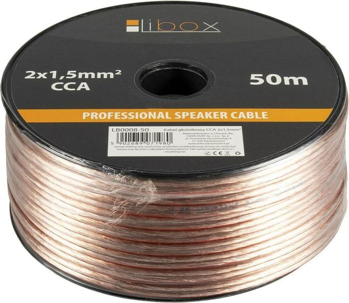 Productafbeelding Libox Kabel głośnikowy 2x1 50mm LB0008-50 Audiokabel 50 m Transparant (50 m, 1.50 mm²)