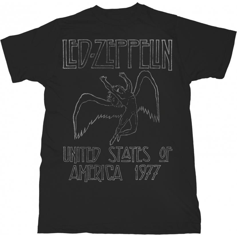 Led Zeppelin, Uomini, Maglietta, USA 1977, Nero, (L)