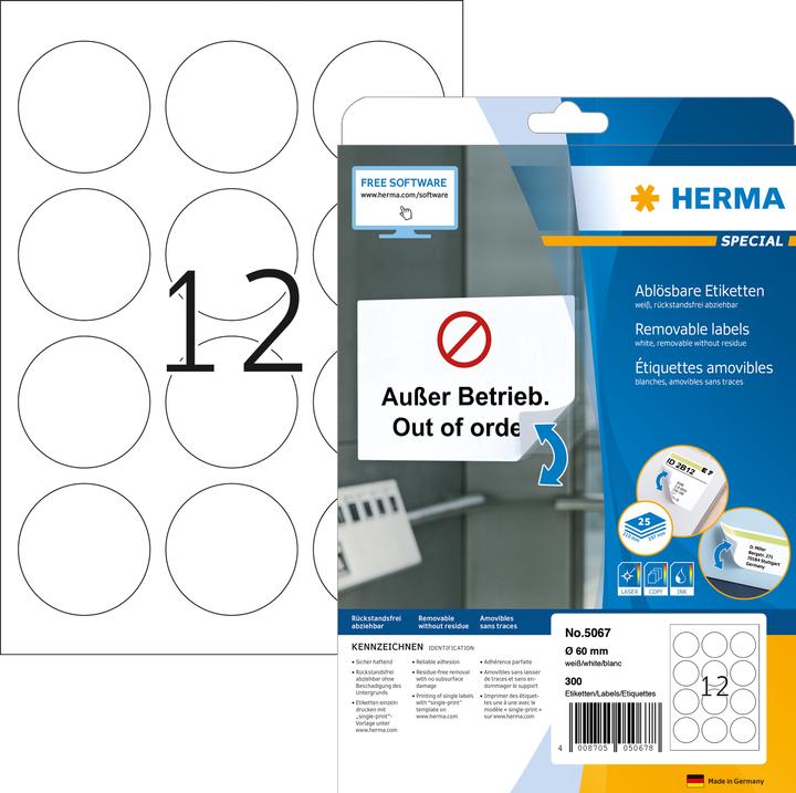 Actual product image HERMA A4 removable labels