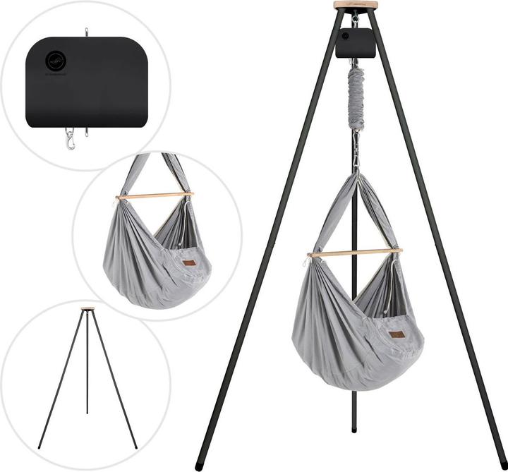 Produktbild Schmusewolke Tipi anthrazit mit anthrazit Motor und Bio Federwiege