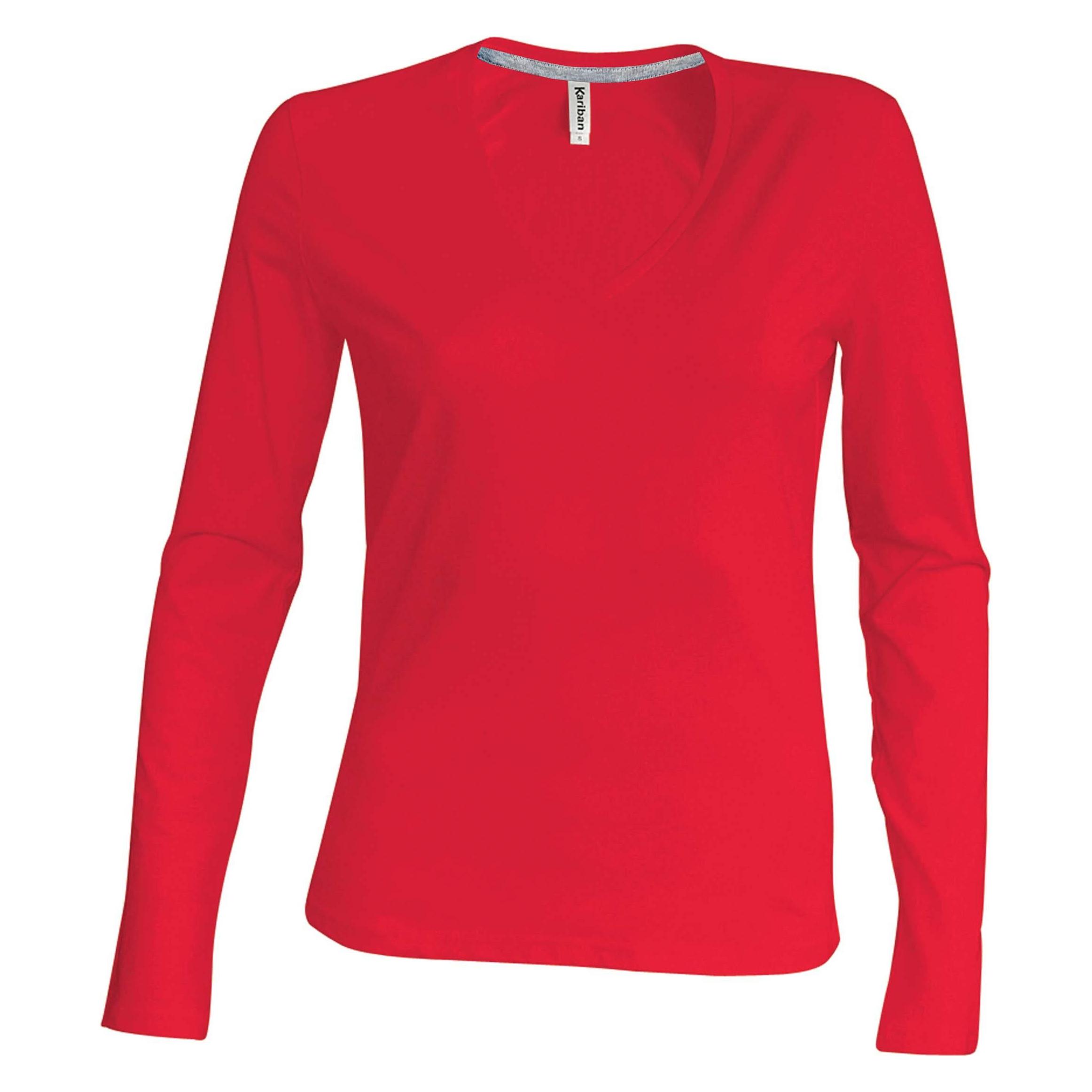 Kariban, Damen, Shirts, Col V, Rot