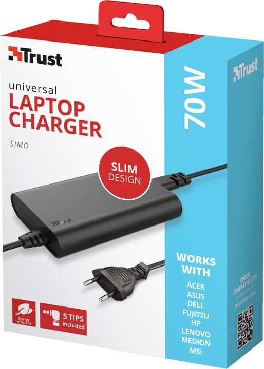 Actual product image Trust Simo Slim Laptop Charger 70w (70 W)