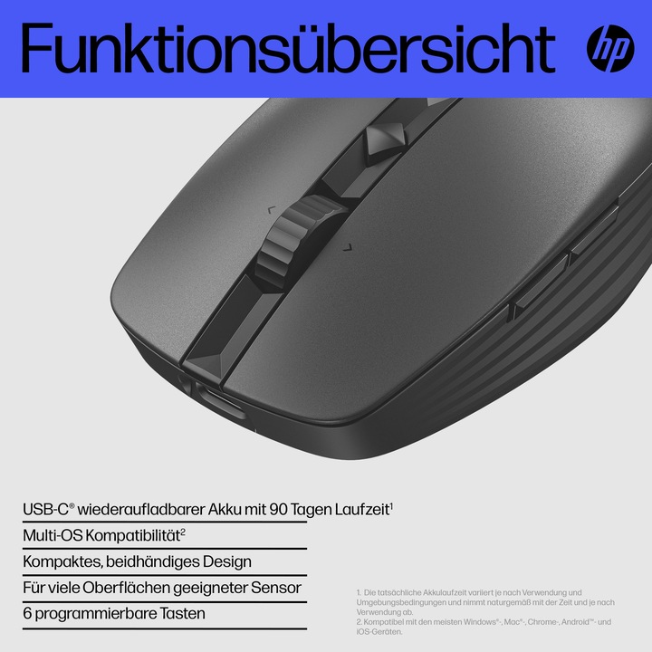 Image du produit HP 715 RECHBL Souris Bluetooth Mult-Dvc (Sans fil, Filaire)