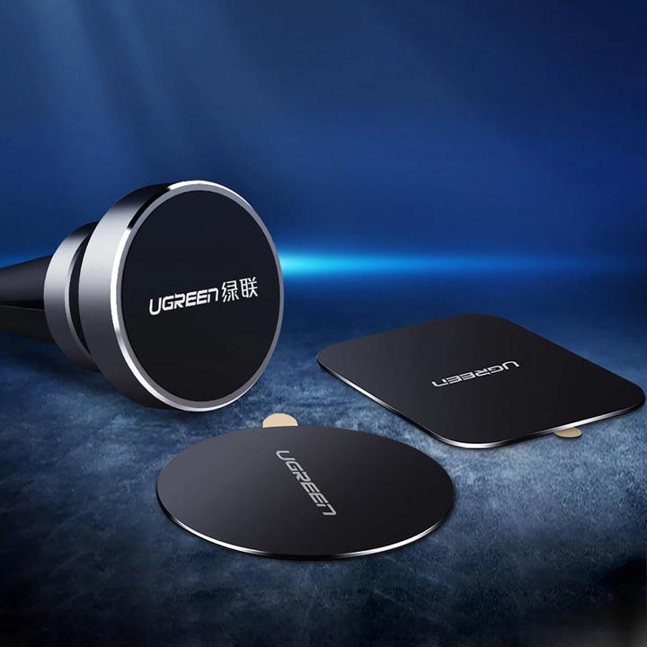 Produktbild Ugreen LP123 60410 round/rectangular metal plates for magnetic phone holders - black (2 pcs)