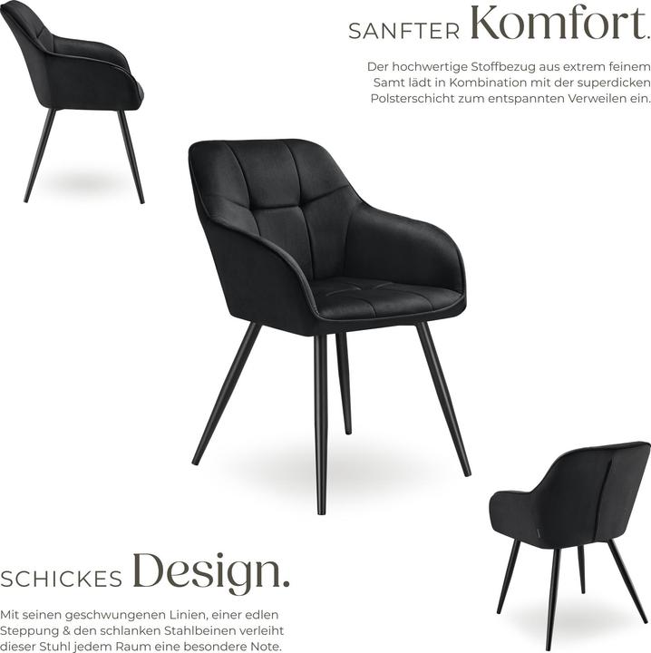Actual product image tectake chair Marilyn, velvet look, quilted