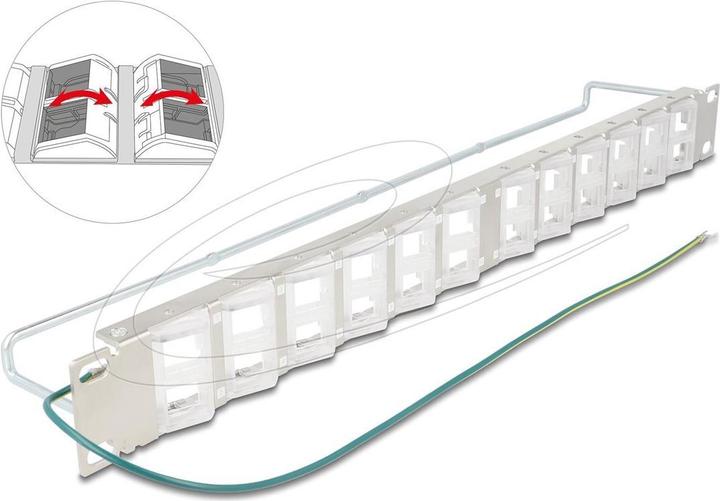 Produktbild Delock 19" Keystone Patchpanel mit 24 neigbaren Ports und En