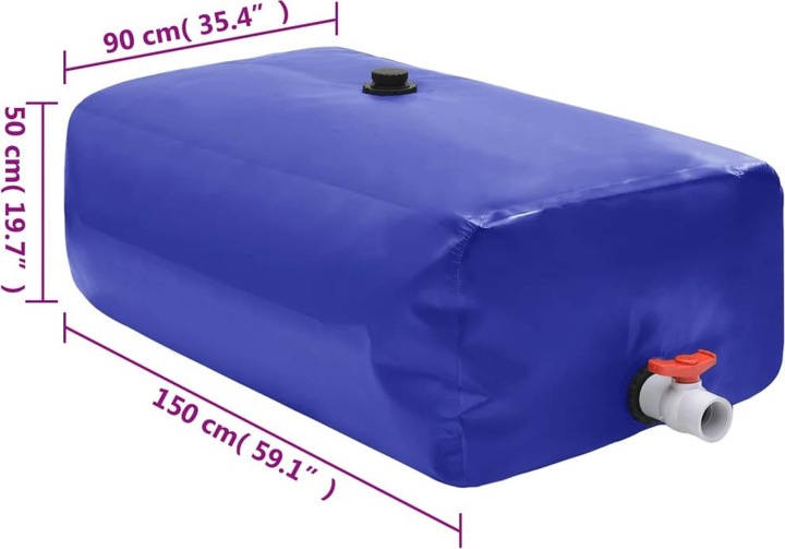Image du produit VidaXL Wassertank mit Wasserhahn Faltbar 670 L PVC (670 l)