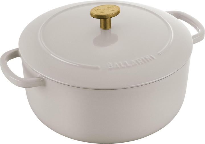Ballarini Cocotte BELLAMONTE 22 cm rotonda da 3,0 litri in ghisa arrosto bianco (22 cm, Pirofila + casseruola, Ghisa)
