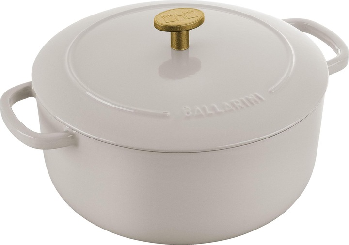 Immagine prodotto Ballarini Cocotte BELLAMONTE 22 cm rotonda da 3,0 litri in ghisa arrosto bianco (22 cm, Pirofila + casseruola, Ghisa)
