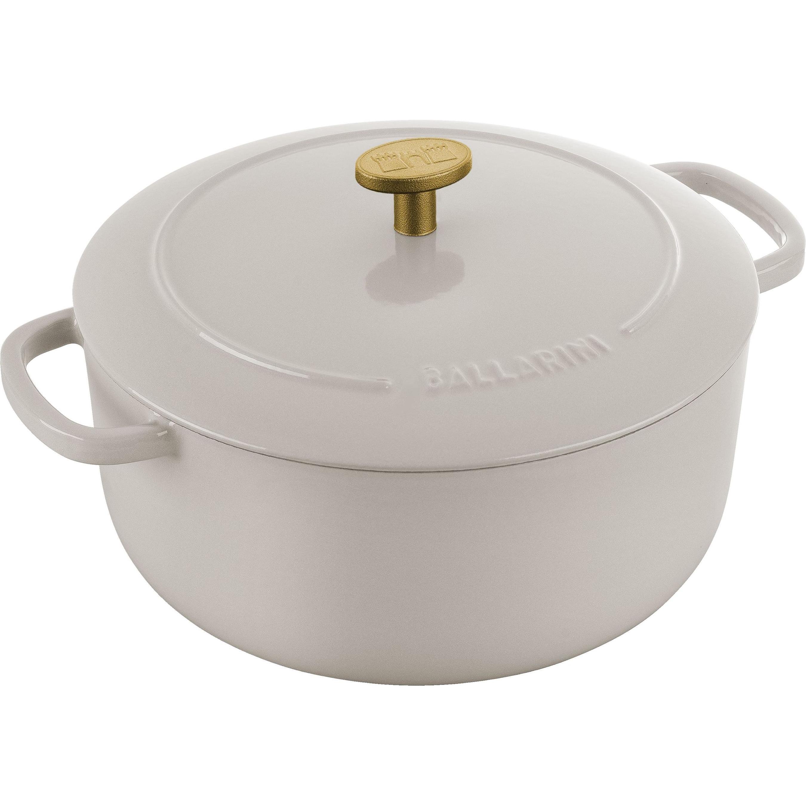 Thumbnail - Ballarini Cocotte BELLAMONTE 22 cm rund 3,0 Liter Bräter aus Gusseisen weiss, Pfanne + Kochtopf, Weiss