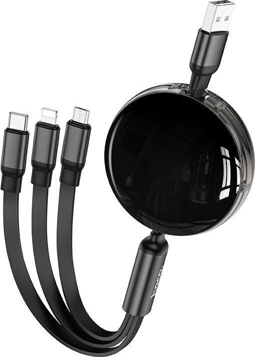 Produktbild Hoco Cable cable 3in1 USB A to Lightning / Micro USB / Type C 2A X78 1 m black (1 m)