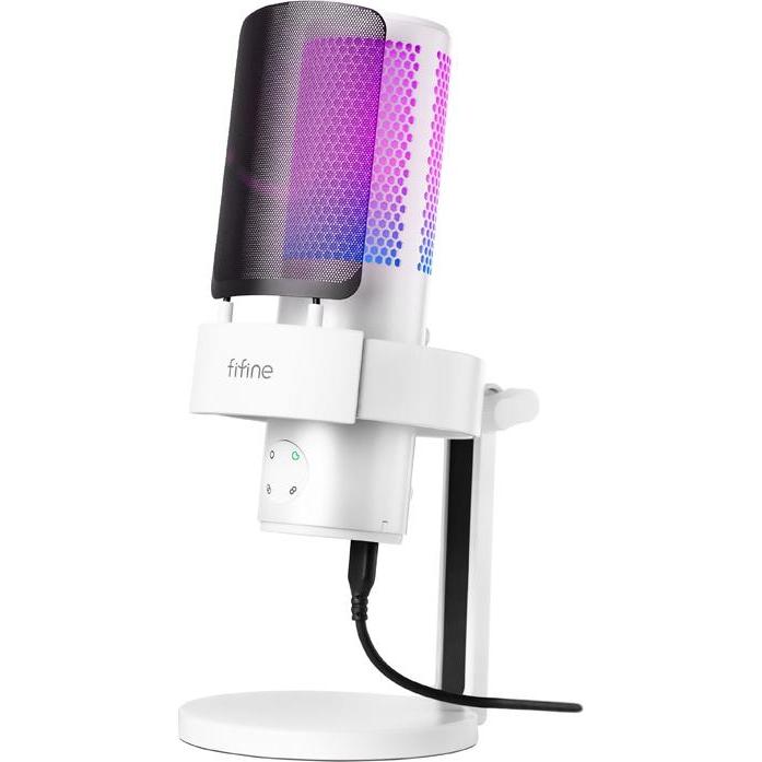 Fifine Mikrofon Mikrofon studyjny A9W z podstawką (biały), Microfono