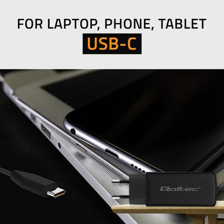 Produktbild Qoltec 52420 90-W-GaN-Superschnellladegerät | 5–20 V | 3–4 5 A | USB-C 3.1 (90 W)