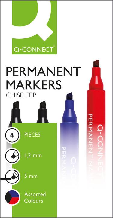 Image du produit Q-Connect Marqueur permanent à pointe biseautée (4x)