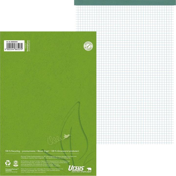 Actual product image Ursus Notepad Green A5, squared, 100 sheets, 5 pieces (A5, Checked)
