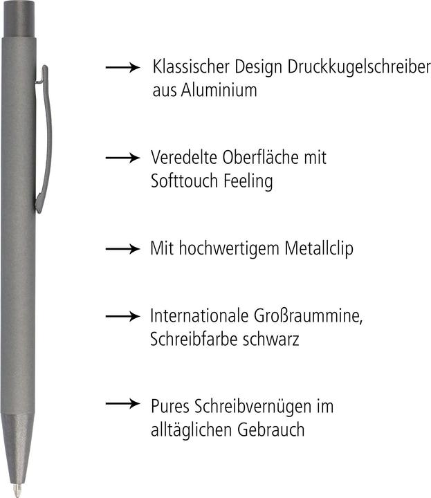 Image du produit Online Stylo à bille Métal mou Medium (M), Gris (Grey, 1x)