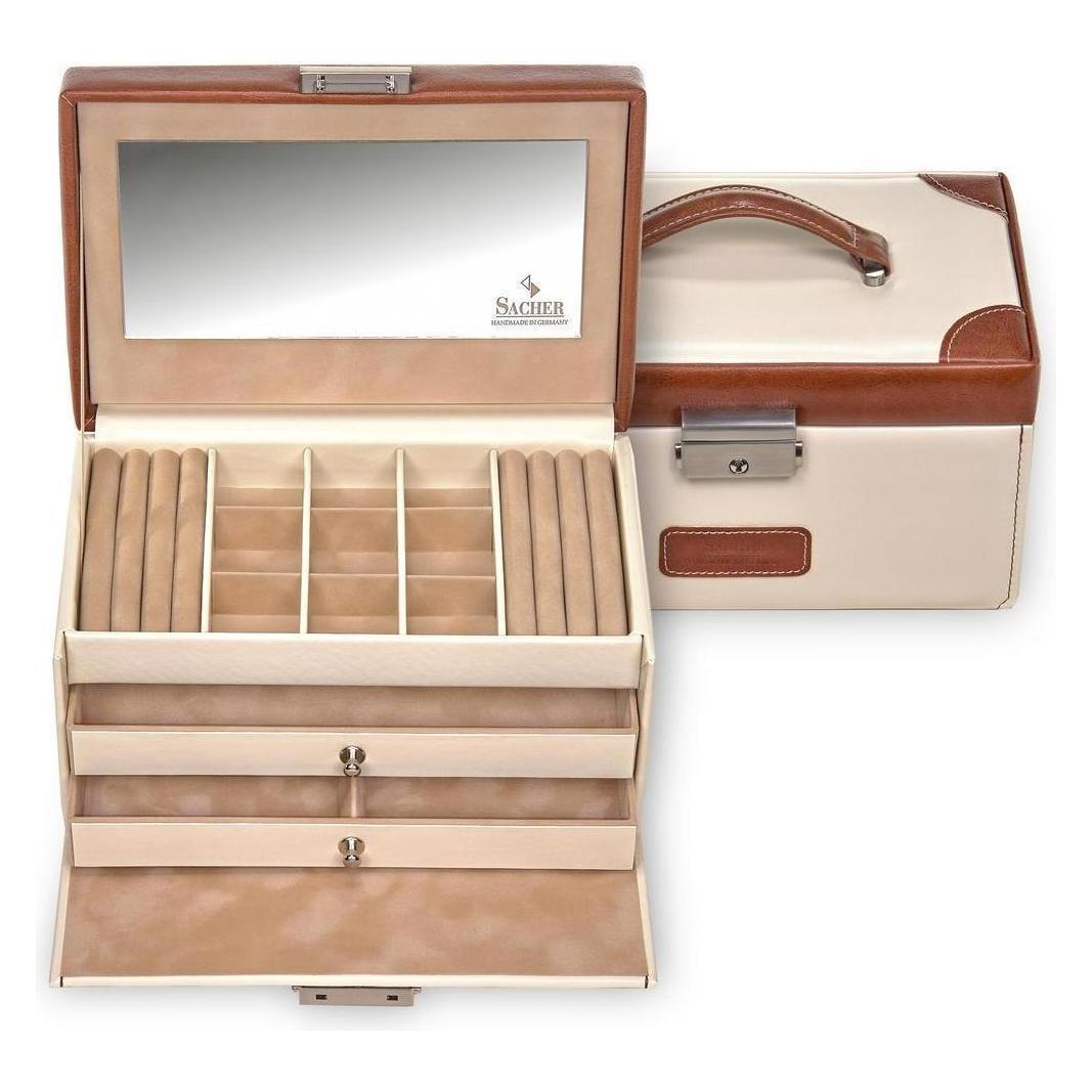 Sacher, Uhrenbox + Schmuckaufbewahrung, 25.502.507343 - Schmuckkasten Elly Travel Cream, Beige